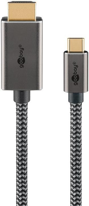 Produktbild Goobay USB-C-auf-HDMI-Textilkabel 4K @ 60 Hz, 1 m, schwarzsilber (1 m, USB Typ C)