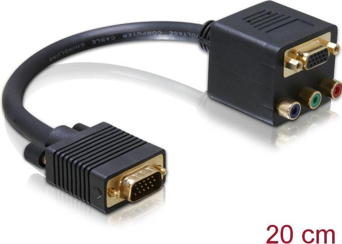 Produktbild Delock VGA-Adapter HD-15 (M) (3x Cinch (RCA), VGA, 20 cm)
