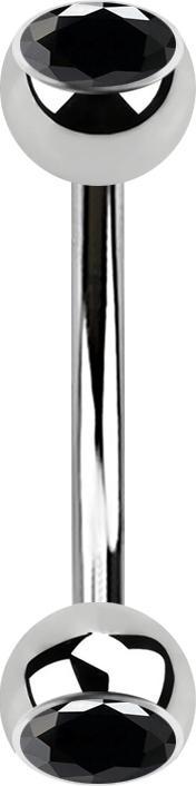 Immagine prodotto Star Piercing Banana argento con due sfere di cristallo nero (senza ottone, Acciaio chirurgico 316L)