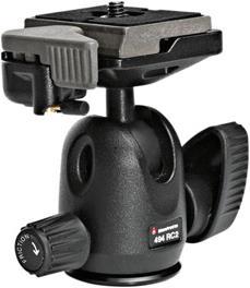 Manfrotto 494RC2, Mini testa a sfera con attacco rapido 200PL (Piastra a sgancio rapido per treppiede)