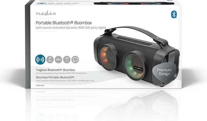 Produktbild Nedis Bluetooth® Party Boombox | 5 Std | 2.0 | 24 W | Medienwiedergabe: AUX / USB | Verknüpfbar | Tr (5 h, Batteriebetrieb)