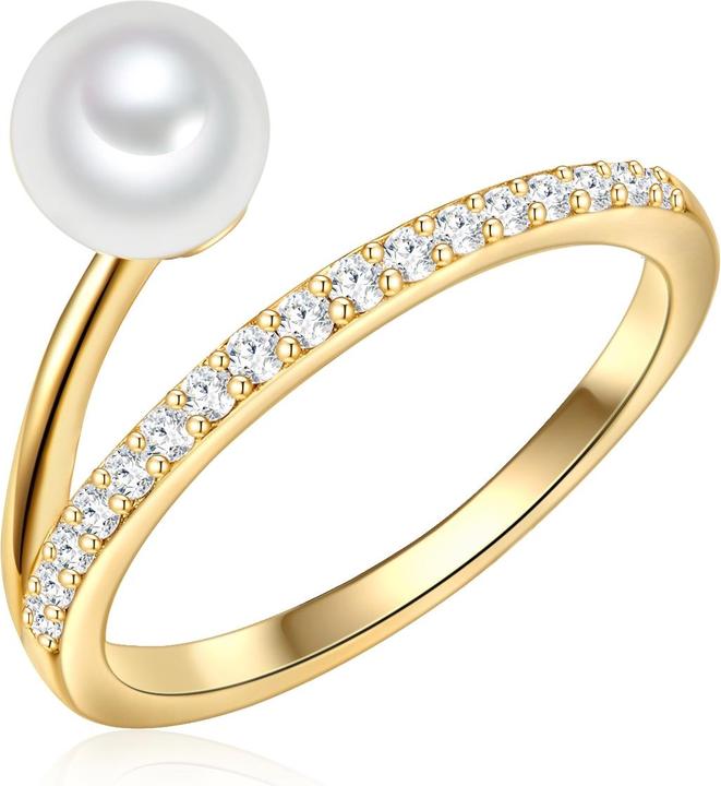 Actual product image Valero Pearls Ladies Sterling Silver Cubic Zirconia Freshwater Cultured Pearl Yellow Gold - 32374 (52, 925 Silver)