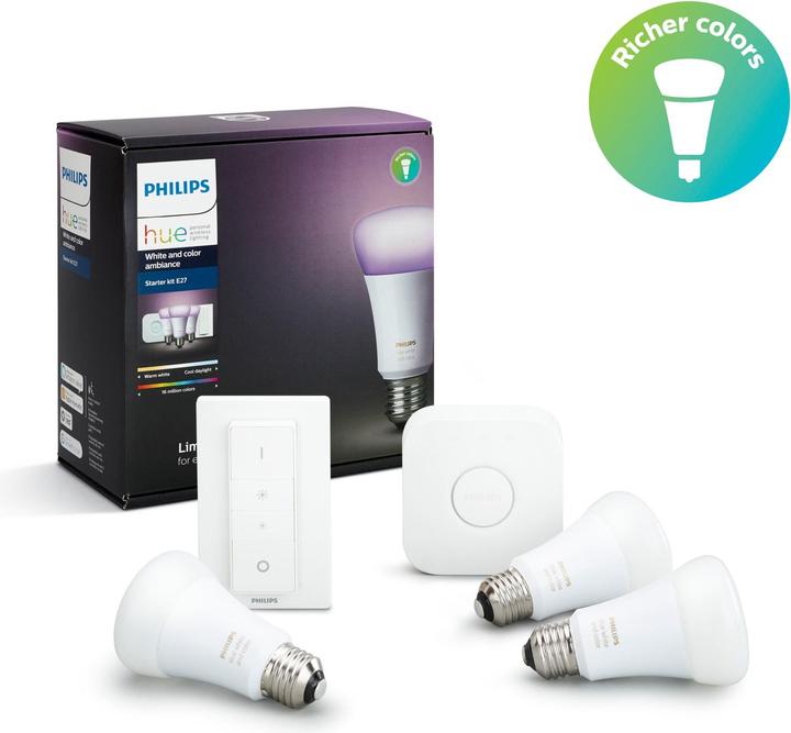 Immagine prodotto Philips Set iniziale di Hue White & Color Ambiance (E27, 10 W, 806 lm, 5 x, G)