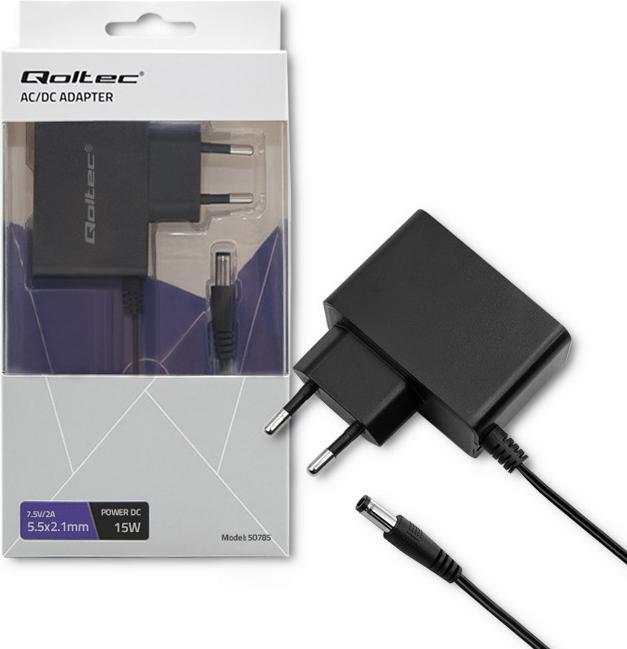 Actual product image Qoltec 50785 Plug-in power supply 15W 7.5V 2A 5.5x2.1 (15 W)