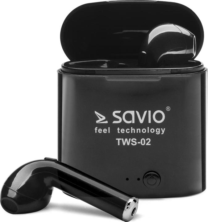 Image du produit Savio TWS-02 Casque d'écoute sans fil Bluetooth Noir (pas de réduction du bruit, 100 h, Sans fil)