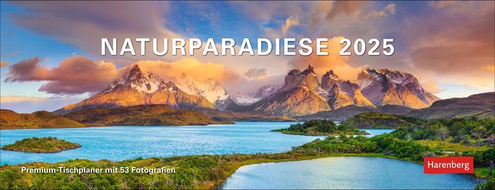 Harenberg Naturparadiese Premium-Tischplaner 2025 - Wochenkalender mit 53 Fotografien (Harter Einband, Deutsch)