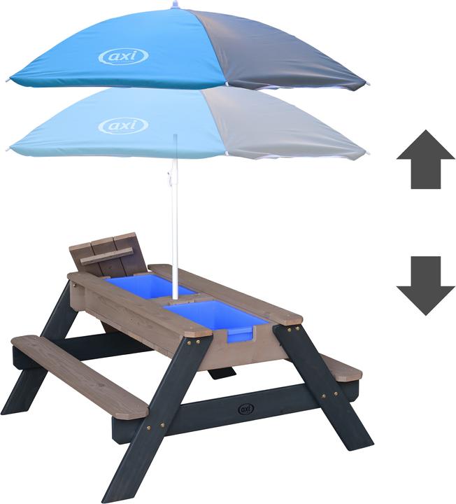 Axi Nick Sand & Water Picnic Table Antracite/Grigio - Parasol Grigio/Blu