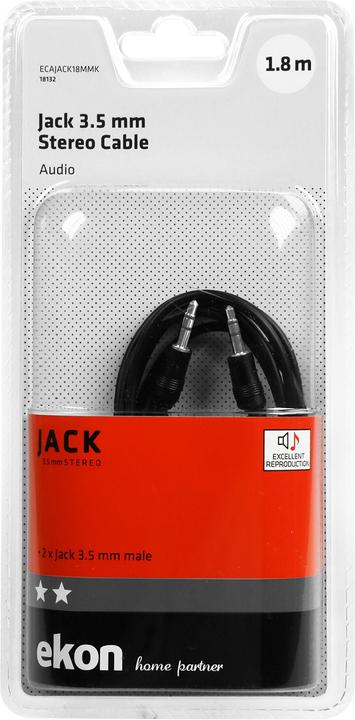 Image du produit Ekon Câble audio avec prise 3,5 mm mâle - mâle (1.80 m, Jack 3,5 mm (AUX))