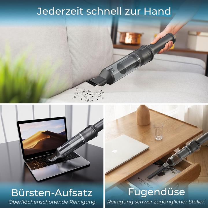 Produktbild KLAMER Handstaubsauger, 140W Akku Handstaubsauger, Leistungsstark mit 16.000 PA und 36 min Laufzeit