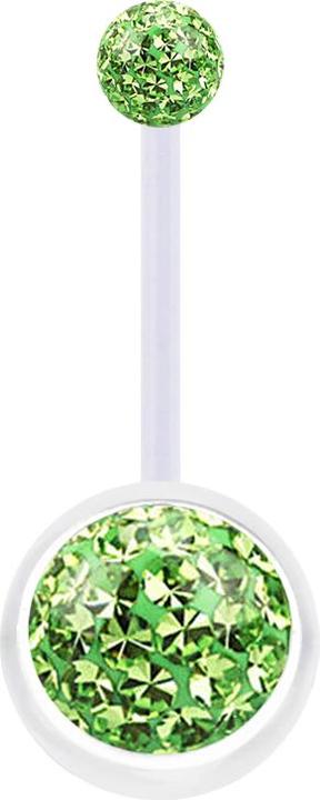 Immagine prodotto Star Piercing Banana trasparente con due sfere di cristallo strato protettivo epossidico verde chiaro (Bioflex, senza ottone)