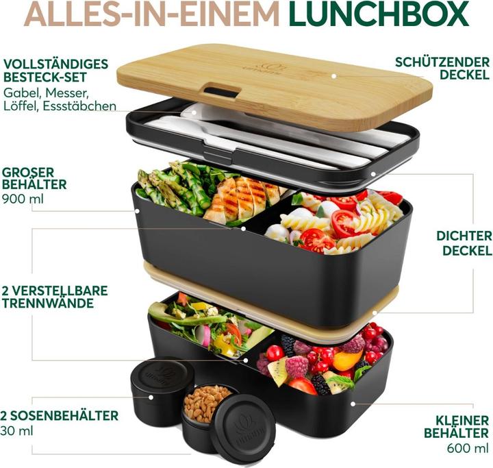 Produktbild Umami Bento Box Nestable L Bamboo Black