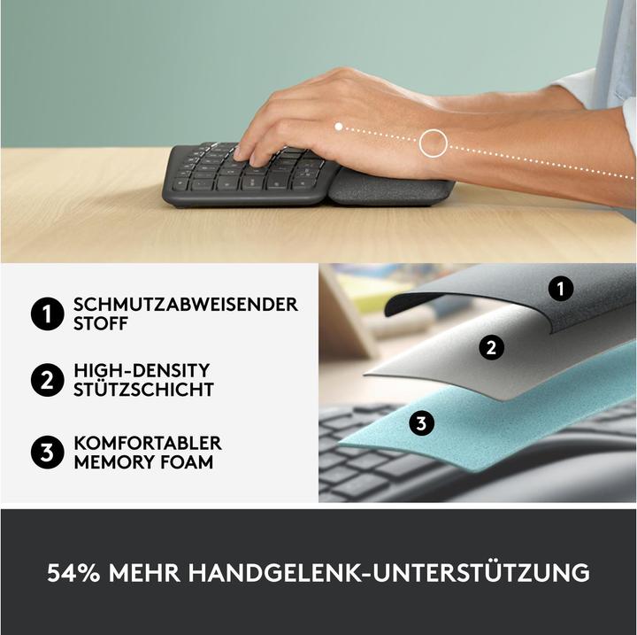 Produktbild Logitech Ergo K860 Split Keyboard for Business (CH, Kabellos)