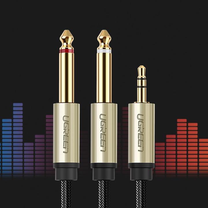 Produktbild Ugreen 3.5 mm Klinke – 2x 6.35 mm Klinke (1 m, 3.5mm Klinke (AUX), 6.3mm Klinke (Jack))