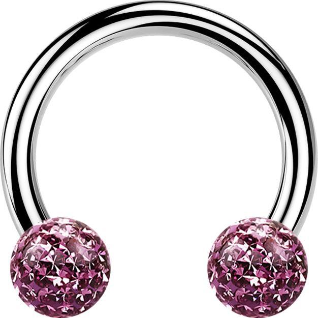 Produktbild Star Piercing Circular Barbell silber mit zwei Kristall Kugeln hellviolett Epoxy Schutzschicht (Chirurgenstahl 316L, ohne Messing)