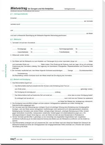 Produktbild Rnk 10 RNK-Verlag 553/10 Mietverträge für Garagen (4 x)