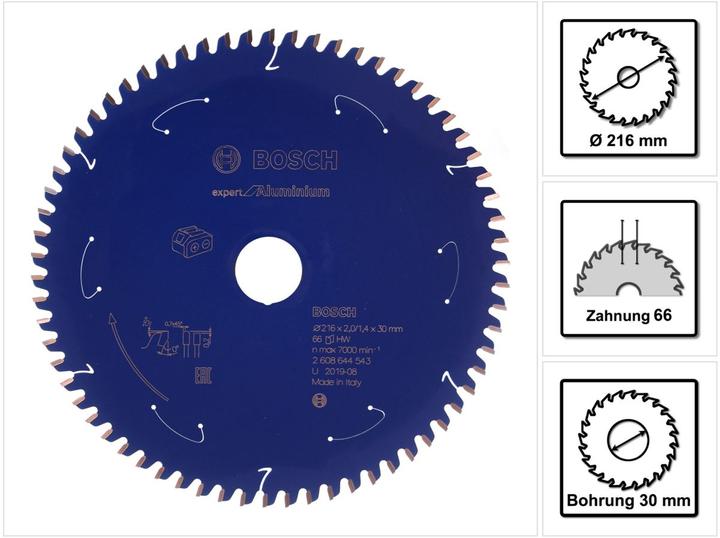 Actual product image Bosch Professional Zubehör Circular saw blade Expert for Aluminium for battery saws,216 x 2/1,4 x 30, 66 teeth