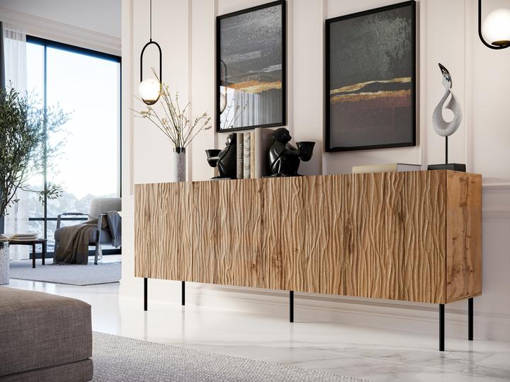 Image du produit Cama JUNGLE Commode 190x40.5x74.5 chêne wotan + pieds noirs (190 x 42 x 74.5 cm)