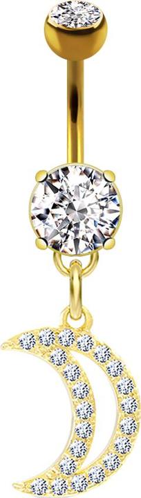 Image du produit Star Piercing Banane plaquée or 14k avec pendentif demi-lune (Acier chirurgical 316L, Laiton)