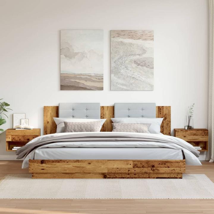 Produktbild VidaXL Wand Nachttisch Nachtschrank Nachtkommode Hängend 2 Stk. Altholz-Optik (46 x 29.5 x 30 cm)