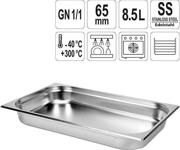 Produktbild Yato Gastronorm Behälter Edelstahl 1/1 65mm (GN 1/1, 8.50 l)