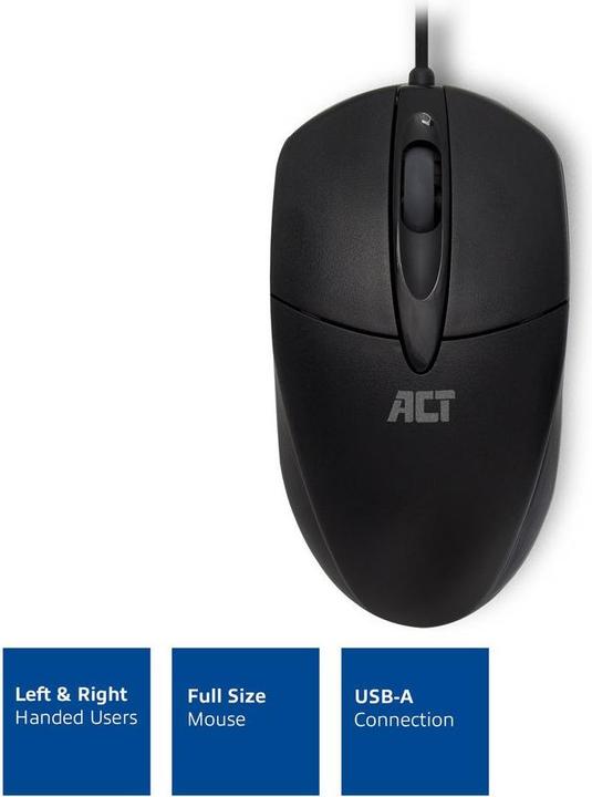 Produktbild Wired Optical Mouse, USB cable, 1000 dpi, black (Kabelgebunden)
