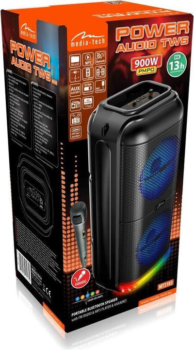 Image du produit Media-Tech Haut-Parleurs Bt Power Audio Disco Mt3183 (13 h, Fonctionnement sur piles)