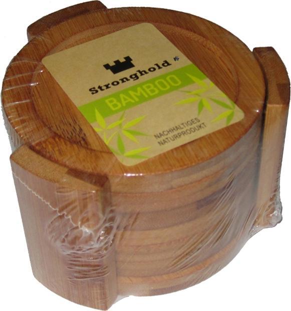 Produktbild Stronghold Bambus Holz Glas Untersetzer Set (6 x, Glasuntersetzer)