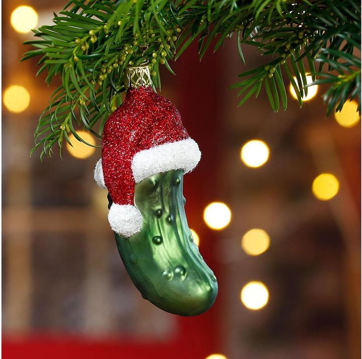 Actual product image Inge Glas Christmas decoration cucumber with cap 12 cm, green/red (1 -part)