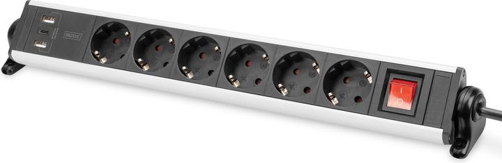 Immagine prodotto Digitus Presa di corrente in alluminio a 6 vie 2xUSB-A/1xUSB-C (6 x, USB-C, USB-A, 1.50 m)