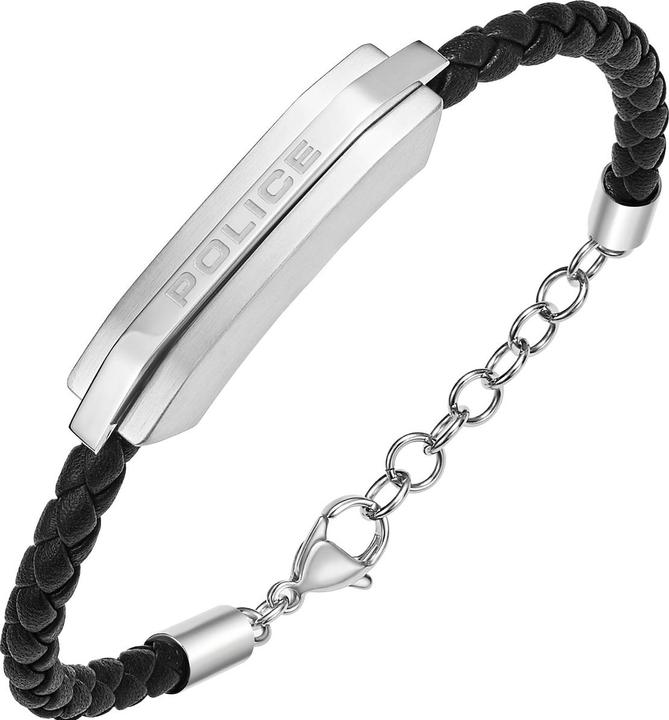 Actual product image Police Gripcord bracelet (21 cm, Leather, Stainless steel)