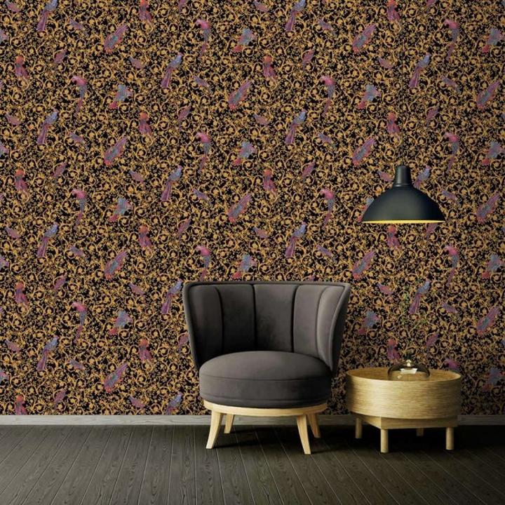 Actual product image Versace Barocco birds textured wallpaper (70 x 1000 cm)