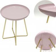 Produktbild Home Deco Factory beistelltisch tablett rund glossy rosa