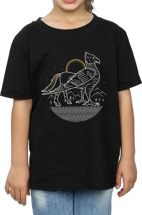 Actual product image Girls Buckbeak Line Art Cotton T-Shirt (140, 146)