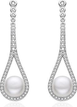 Actual product image Agato Sparkling Silver Dangle Earrings With Pearl