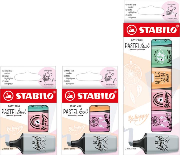Produktbild STABILO BOSS MINI Pastellove 2.0 Textmarker (3 Farben, 5 mm, 3 x)