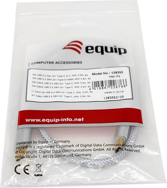 Produktbild equip USB Kabel 3.2 C -> C St/St (1 m, USB 3.2 Gen 2)