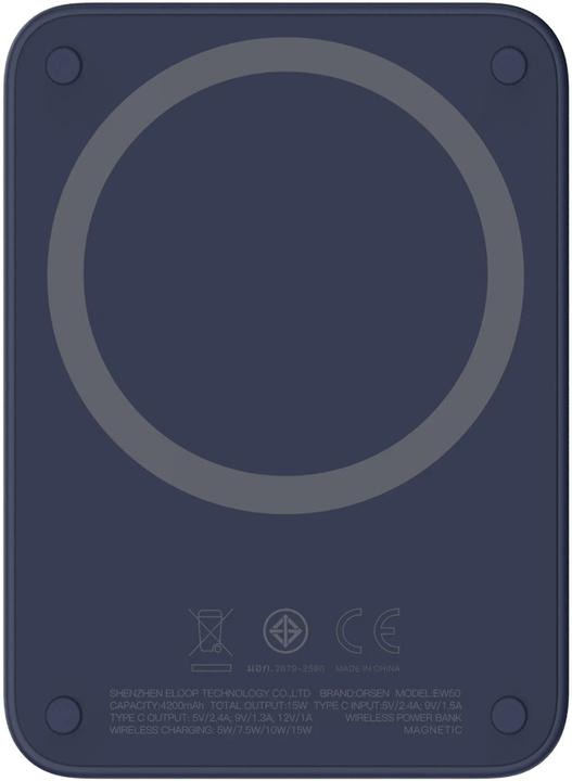 Produktbild Orsen EW50 Magnetic Wireless Power Bank for iPhone 12 and 13 4200mAh mėlynas (4200 mAh, 15 W, 15 Wh)