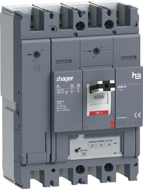 Image du produit Hager HNJ401GR h3 x630 LSnI 4P4D 400A 40kA Disjoncteur