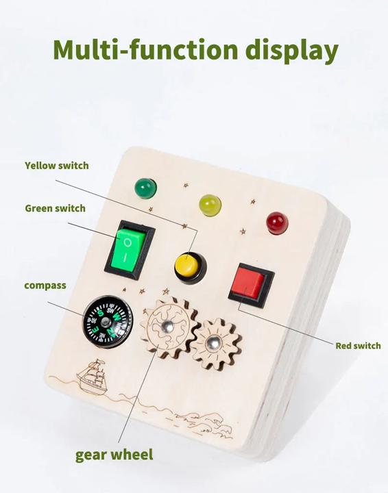Produktbild Activity Board Busy Board Sensory Spielzeug aus Holz mit LED-Lichtschalter Control Board Travel Aktivitäten Kinder