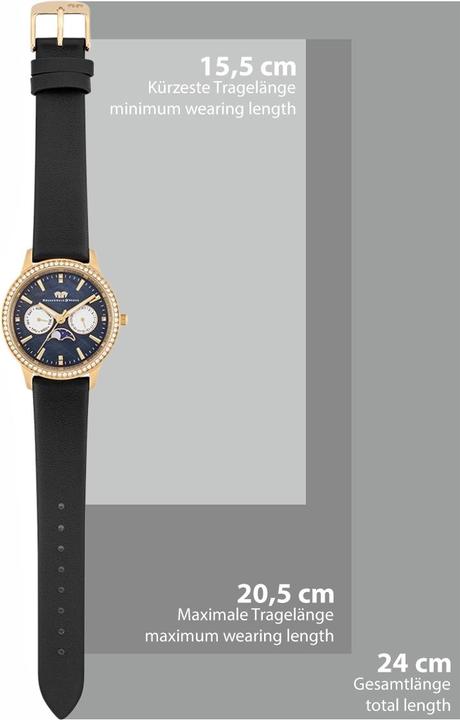 Actual product image Multifunctions Amidala Genuine Leather Yellow Gold - 34088 (Analogue wristwatch, 38 mm)
