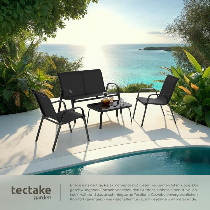 Produktbild tectake Sitzgruppe Nora für 4 Personen, Textilene-Gewebe (111 cm)
