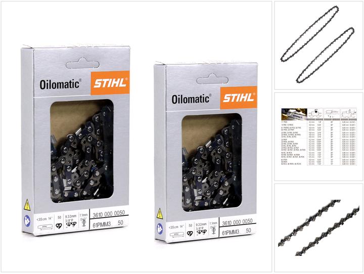 Produktbild Stihl 2x Oilomatic Sägekette Picco Micro Mini 3 (PMM3) Halbmeissel 3/8"P 1,1mm 35 cm ( 3610 000 (Sägekette)