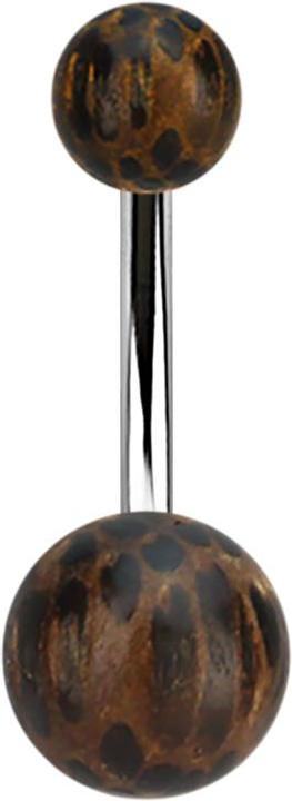 Produktbild Star Piercing Banane silber mit zwei Kugeln aus Palmholz (ohne Messing, Chirurgenstahl 316L, Organisch)