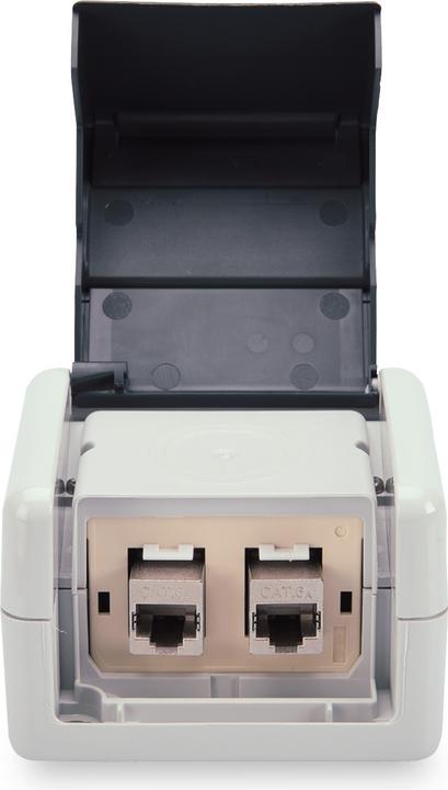 Produktbild Digitus Datenanschlussdosen-Set mit Klappdeckel inkl. Einsatz für 2 x Keystone Module, IP44 (Montage-Kit)