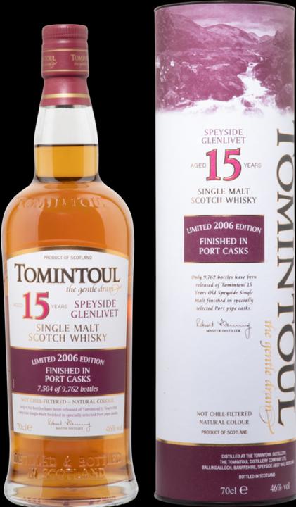 Produktbild Tomintoul 15 Years Old PORT CASKS Finish Limited Edition 2006 46% Vol. 0,7l in Geschenkbox (Single Malt)