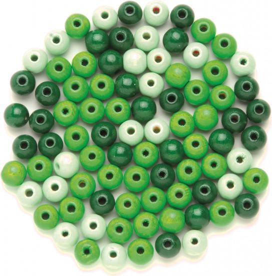 Glorex Wooden bead 10mm 47pcs green-mix