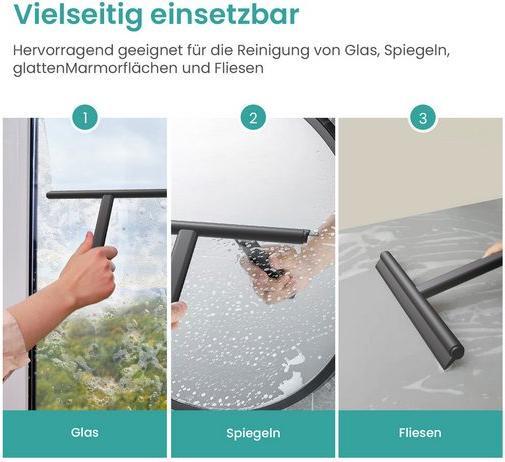 Actual product image Emke Shower Squeegee with Holder, 215mm, Black