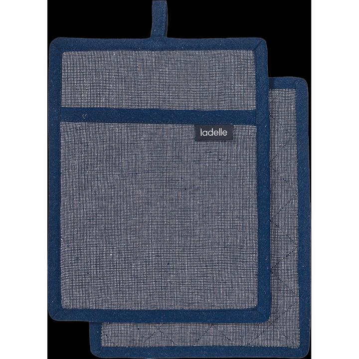 Actual product image Ladelle Set of 2 recycled pot holders Eco Navy 19 x 24 cm (Recycled cotton & polyester)