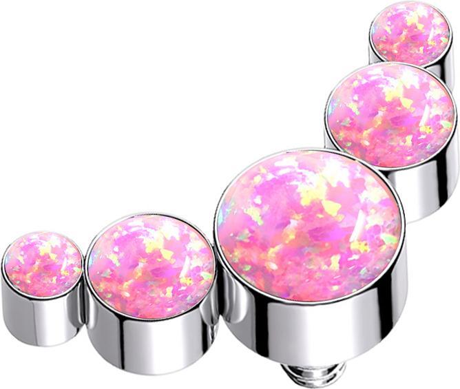 Produktbild Star Piercing Dermal Anchor silber fünf Opale pink (Titan G23, ohne Messing)