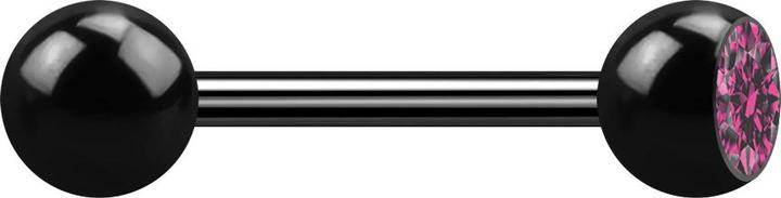 Image du produit Star Piercing Barbell noir avec boule et cristal rose (sans laiton, Titane G23)